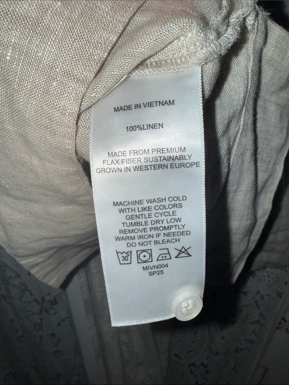 Quince Relaxed Linen Short-Sleeve Button-Down Top - Taupe - Picture 6 of 7